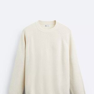 Zara Purl Knit Cream Sweater In Size Medium